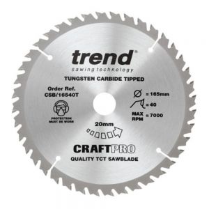Trend CSB/16540T TCT Saw Blade 165 x 20 x 40 Teeth