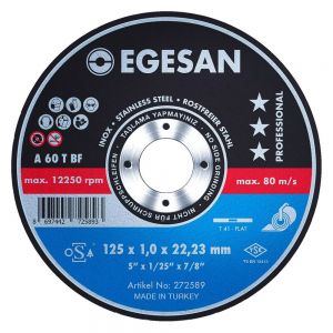 Egesan 34639441 125mm x 22.3mm x 1.0mm Flat Metal Cutting Disc