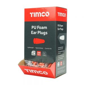 Timco 770049 PU Foam Ear Plugs 200 Pair Dispenser Box in packaging