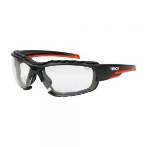 TIMco 770123 Sports Style Clear Safety Glasses with Foam Dust Guard