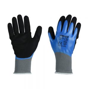 Timco 770775 Waterproof Grip Gloves Nitrile Foam Coated Polyester Large