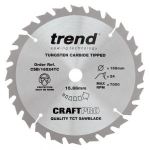Trend CSB/16524TC TCT Saw Blade 165 x 15.88 x 24 Teeth