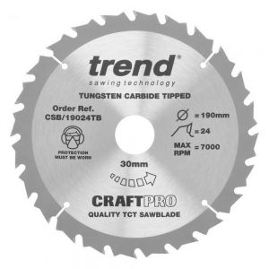Trend CSB/19024TB TCT Saw Blade 190 x 30 Thin x 24 Teeth