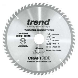 Trend CSB/21060TC TCT Saw Blade 210 x 30 x 60 Teeth