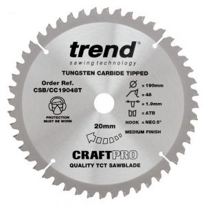 Trend CSB/CC19048T TCT Saw Blade 190 x 20 Thin x 48 Teeth