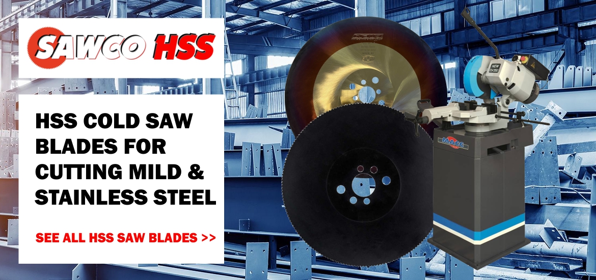 Sawco HSS cold saw blades for cutting mild and stainless steel.