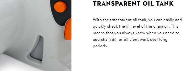 Stihl MS Feature - Transparent Oil Tank