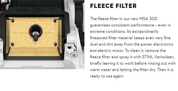 Stihl MSA Feature - Fleece Filter